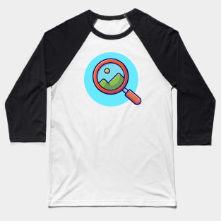 Magnifying Glass Looking For View Cartoon Vector Icon Illustration Baseball T-Shirt